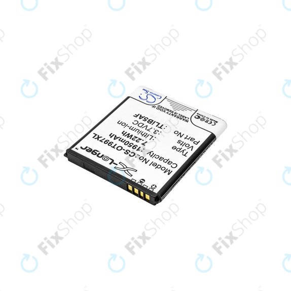 Battery for Alcatel One Touch 997, X Pop, TCL S710, S800, 1950mAh, Li-Ion, 3.7V, TLiB5AF, HQ