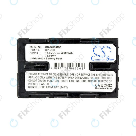 Battery for Sony HD422, PMW-100, 200, PMV-Ex1, F3, 5200mAh, Li-Ion, 14.8V, BP-U60, HQ