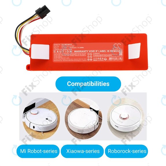 Xiaomi Roborock E-series, Q-series, S-series - Battery BRR-2P4S-5200 Li-Ion 14.4V 5200mAh HQ