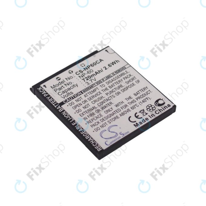 Battery for Casio Exilim Zoom EX-Z19, EX-Z85, EX-Z9, 720mAh, Li-Ion, 3.7V, NP-60, HQ