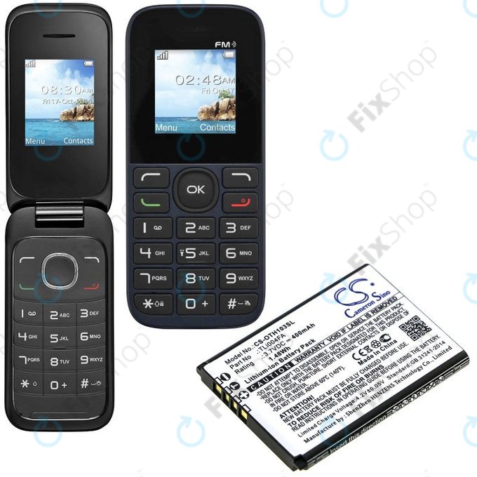 Battery for Alcatel OneTouch 1013, 1035D, 1046D, 400mAh, Li-Ion, 3.7V, TLi004FA, HQ