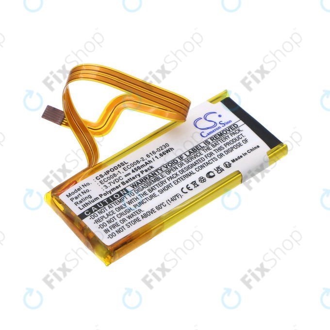 Battery for Apple iPod Classic 6th Gen, iPod 5G, iPod Video, 450mAh, Li-Pol, 3.7V, EC008, HQ