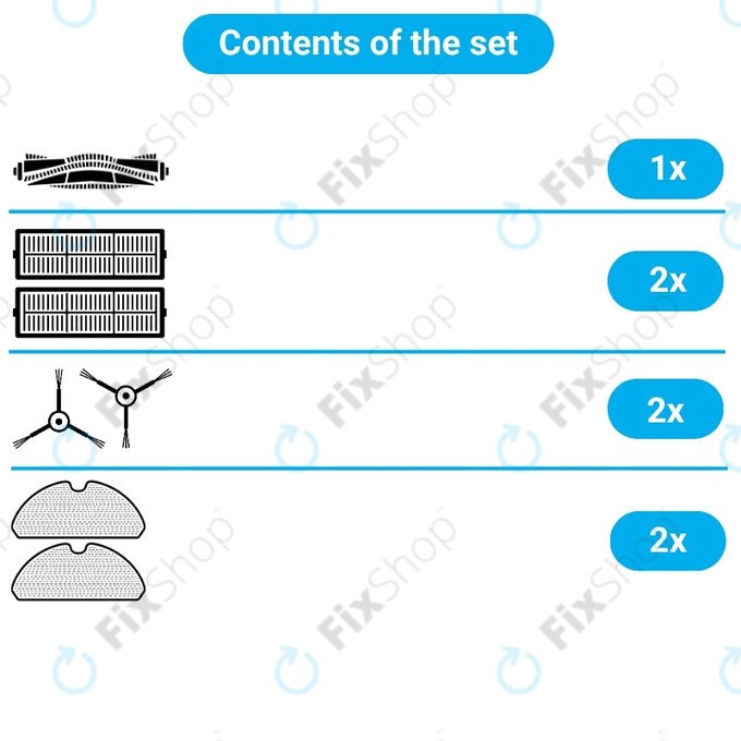 Replacement set for Xiaomi Mi Robot Vacuum Mop Essential (Mijia G1) (1x Main brush, 2x Filter, 2x Side brush, 2x Mop cloth)