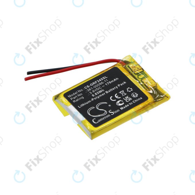 Battery for Garmin Forerunner 245, Forerunner 245 Music, 170mAh, Li-Pol, 3.8V, 361-00086-11, HQ