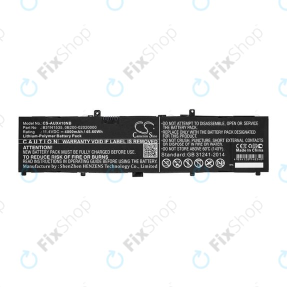 Battery for Asus UX310, UX310UAK, UX410UQ, 4000mAh, Li-Pol, 11.4V, B31N1535, HQ