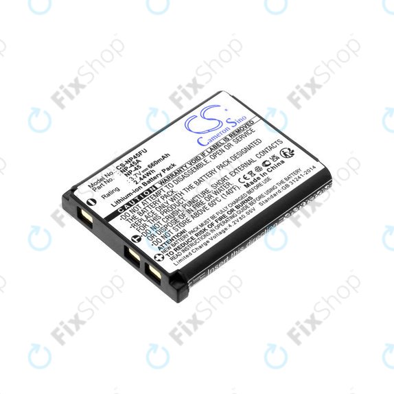 Battery for Leica, ALBA, Fujifilm, Avision, Praktica, Medion, 660mAh, Li-ion, 3.7V, NP-45, HQ