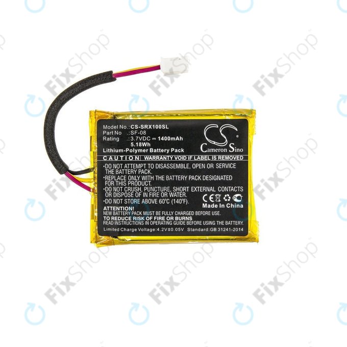 Battery for Sony SRS-XB10, SRS-XB12, WH-L600, 1400mAh, Li-Pol, 3.7V, SF-08, HQ