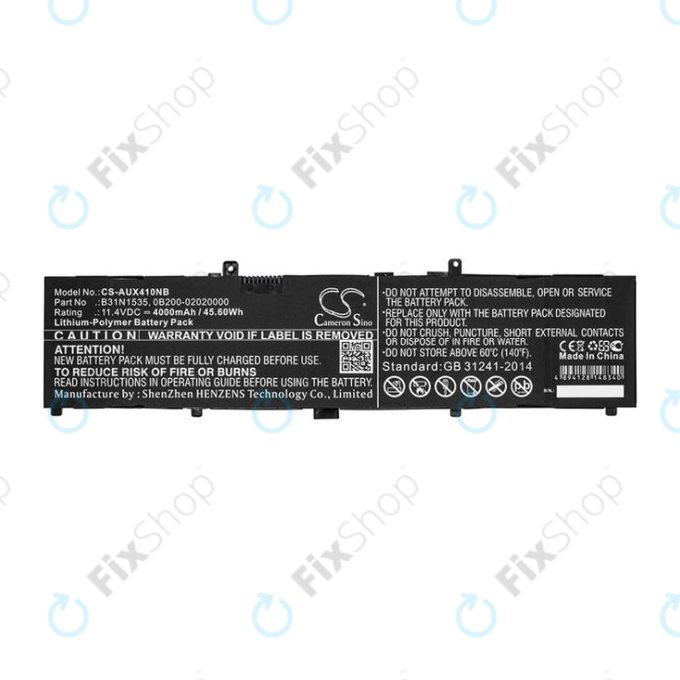 Battery for Asus UX310, UX310UAK, UX410UQ, 4000mAh, Li-Pol, 11.4V, B31N1535, HQ