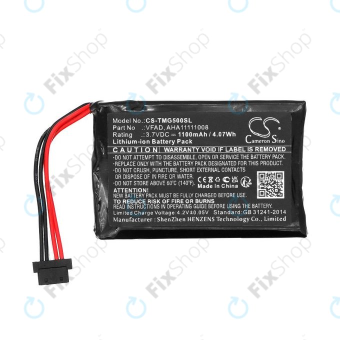 Battery for TomTom GO 5000, 5100, 6000, 6100, 6200, Pro 5250, 1100mAh, Li-Ion, 3.7V, VFAD, HQ