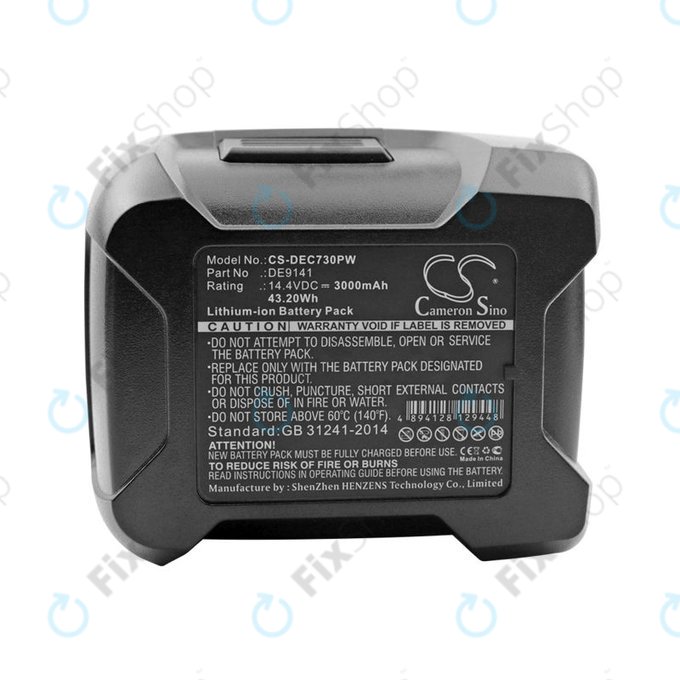 Battery for Dewalt DC528, DC612, DC728, DC830, Wurth BS 14-A, 3000mAh, Li-Ion, 14.4V, DE9141, HQ