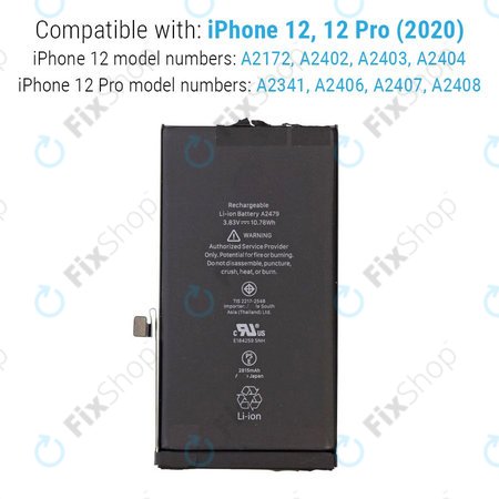 CCP Standard Capacity Replacement Battery For IPhone 12 / 12 Pro – With Adhesive