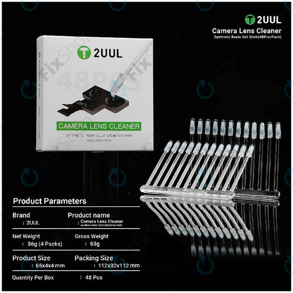 Camera Lens Cleaning Gel Sticks, Synthetic Resin, 2UUL CL21, 48pcs/Pack