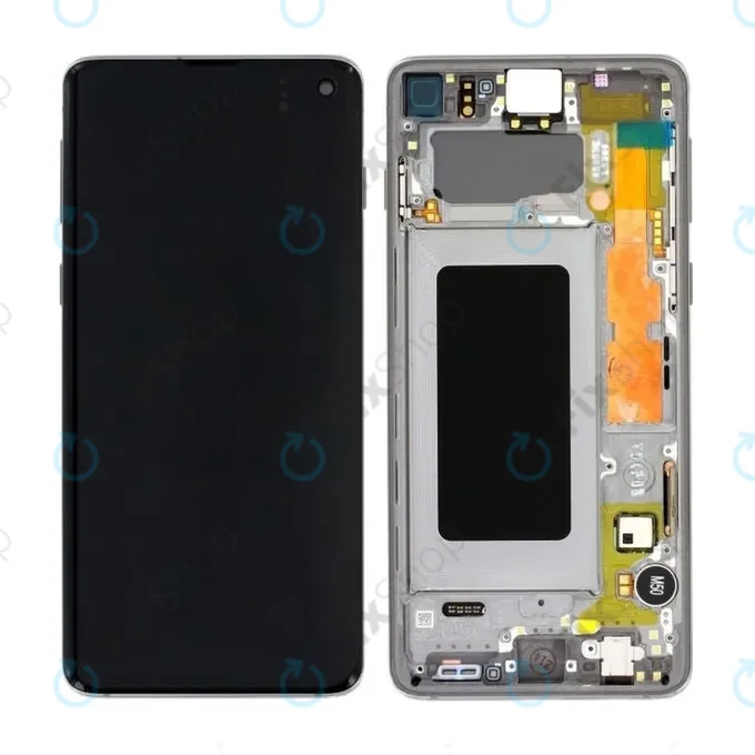 Samsung Galaxy S10 G973F - LCD Display + Touch Screen + Frame (Prism Black) - GH82-18850A, GH82-18835A, GH82-18860A Genuine Service Pack