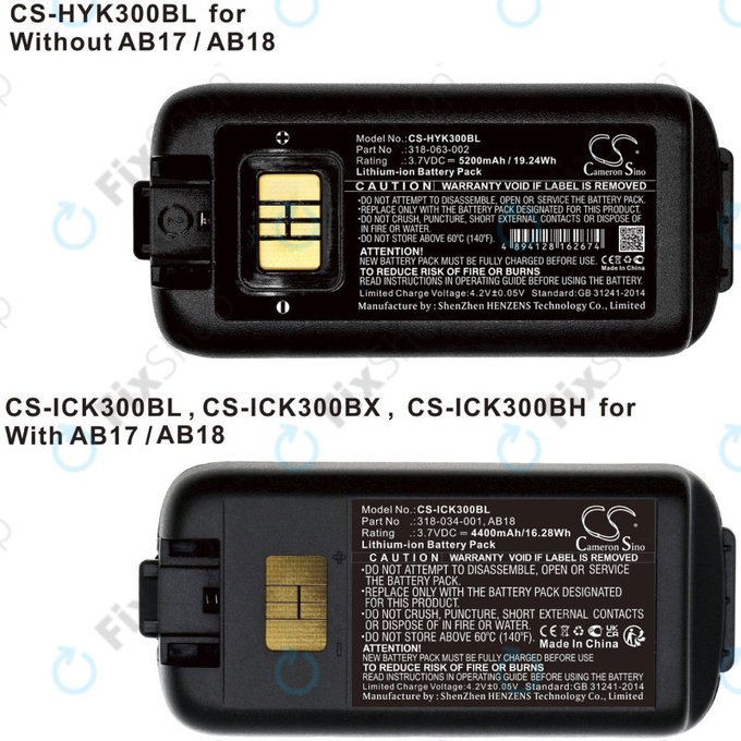 Battery for Intermec CK3, CK3A, CK3X, CK3R, CK3C, CK3C1, CK3N, 5200mAh, Li-Ion, 3.7V, 318-034-001, HQ