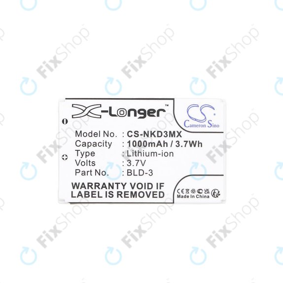 Battery for Nokia 7250i, 6610, 6585, 6560, 6200, 6220, 1000mAh, Li-Ion, 3.7V, BLD-3, HQ