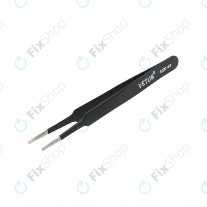 Vetus ESD-13 - Antistatic Metal Tweezer with Flat Tip (115mm)
