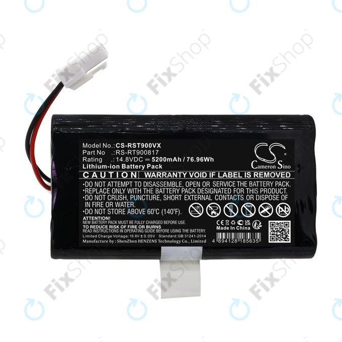 Battery for Rowenta Smart Force RR8021WH, 5200mAh, Li-Ion, 14.8V, RS-RT900817, HQ