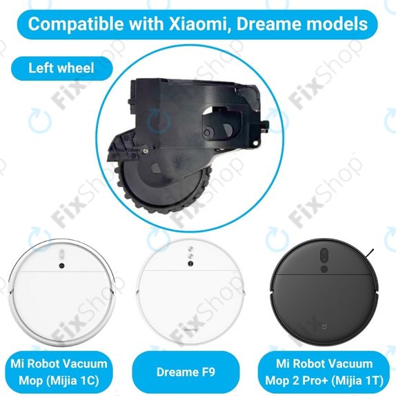 Xiaomi Dreame F9, Mi Robot Vacuum Mop (Mijia 1C), 2 Pro+ (Mijia 1T) - Wheel with Motor (Left) (Black)