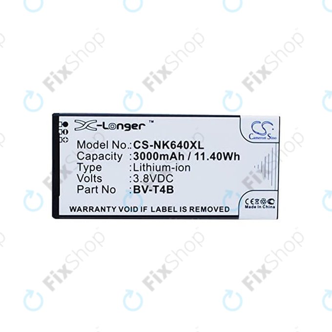 Batteria Originale Microsoft BV-T4B 3000mAh Per Lumia 640 XL Dual SIM – Litio, Nera