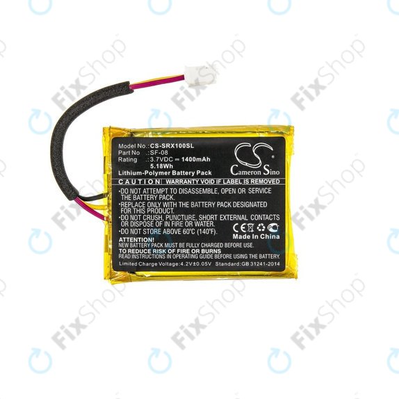 Battery for Sony SRS-XB10, SRS-XB12, WH-L600, 1400mAh, Li-Pol, 3.7V, SF-08, HQ
