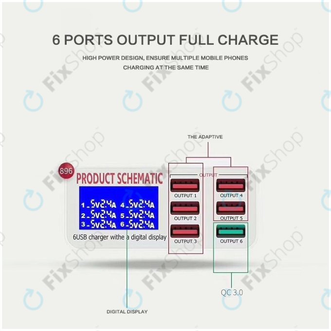 Product Schematic 896 - USB Charging Station with USB 3.0
