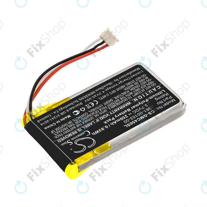 Battery for Garmin DashCam 45, DashCam 46, DashCam 55, DashCam 56, DashCam 66, 250mAh, Li-Pol, 3.7V, 361-00103-00, HQ