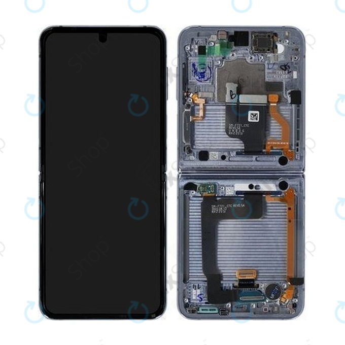 Samsung Galaxy Z Flip 4 F721B - LCD Display + Touch Screen + Frame (Blue) - GH82-29440D, GH82-30238D, GH82-30239D, GH82-29441D Genuine Service Pack