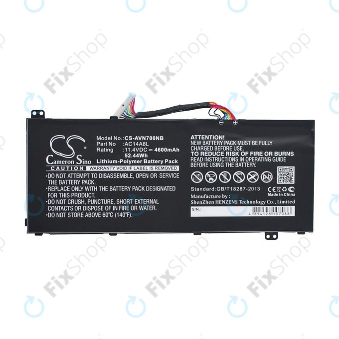 Battery for Acer Aspire Vn7, V15 Nitro, Spin 3, 4600mAh, Li-Pol, 11.4V, AC14A8L, HQ
