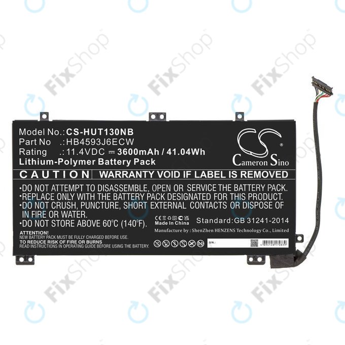 Battery for Huawei MateBook 13, 13 i7, 3600mAh, Li-Pol, 11.4V, HB4593J6ECW, HQ