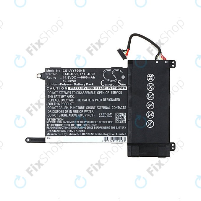 Battery for Lenovo Eraser Y700, IdeaPad Y700, 4000mAh, Li-Pol, 14.8V, L14S4P22, HQ
