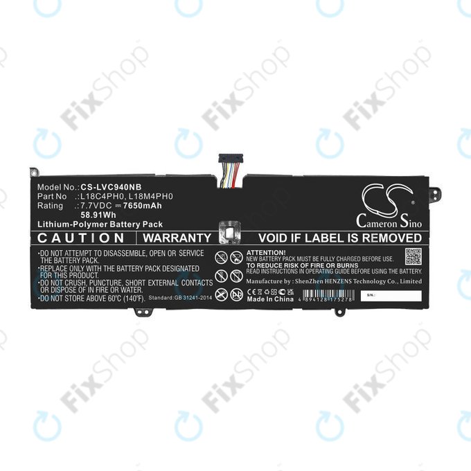 Battery for Lenovo Yoga C940, 7650mAh, Li-Pol, 7.7V, L18C4PH0, HQ