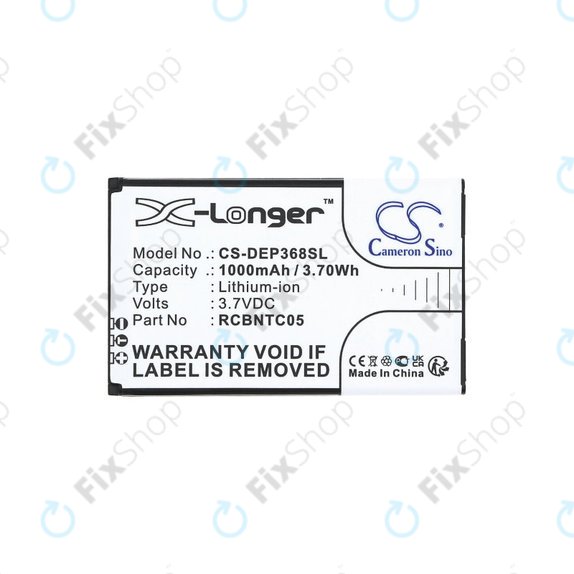 Battery for Doro Primo 368, 1000mAh, Li-Ion, 3.7V, RCBNTC05, HQ