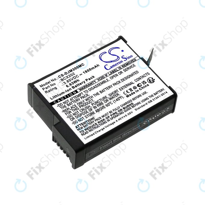 Battery for DJI Osmo Action 3, Action 4, 1800mAh, Li-Ion, 3.85V, BCX202, HQ
