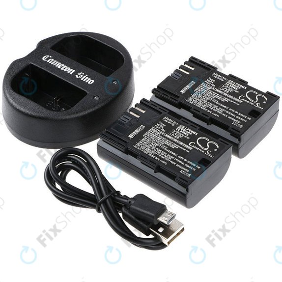 Battery 2pcs with charger for Canon EOS 5D Mark II, EOS 7D, 2000mAh, Li-Ion, 7.4V, LP-E6, HQ