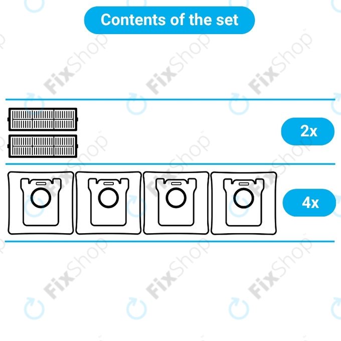 Replacement set for BOSCH GAS 25 (2x Filter, 4x Dust bag)