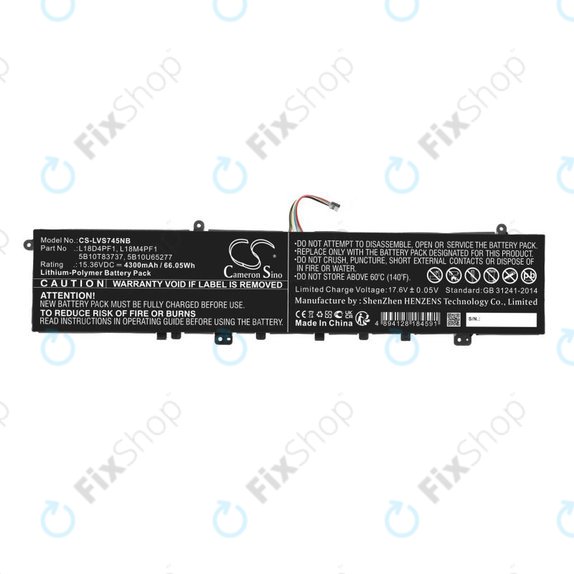 Battery for Lenovo Yoga, 4300mAh, Li-Pol, 15.36V, L18D4PF1, HQ