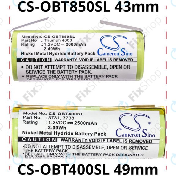 Battery for Oral-B Triumph 4000, 2000mAh, Ni-MH, 1.2V, 3761, HQ