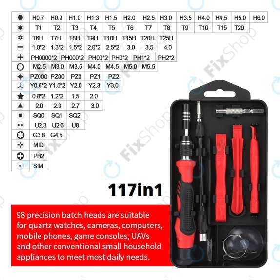 Kingsdun - Professional Screwdriver Set for iPhone 117in1 (Red Edition)