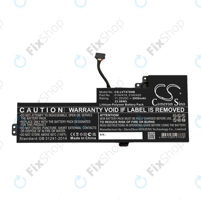 Battery for Lenovo Thinkpad A285, T470, T480, 2050mAh, Li-Pol, 11.25V, 01AV419, HQ