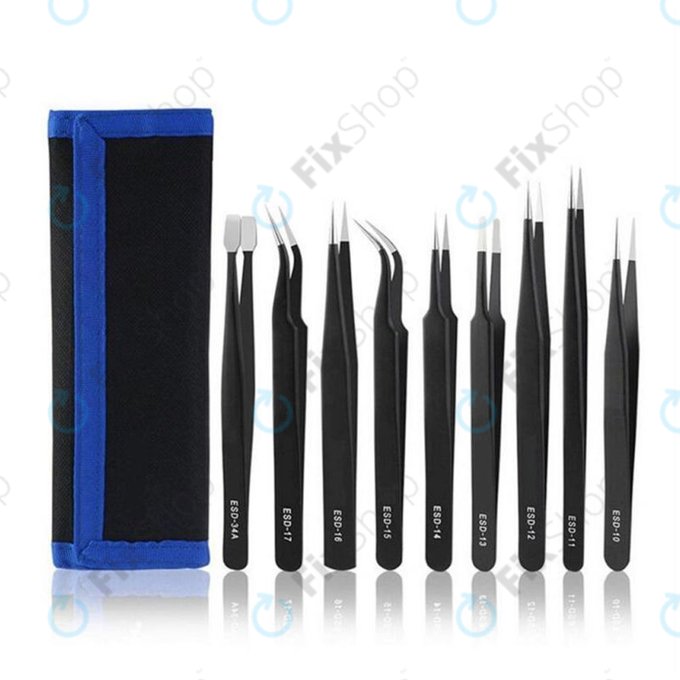ESD Antistatic Stainless-Steel Tweezer Set 9in1
