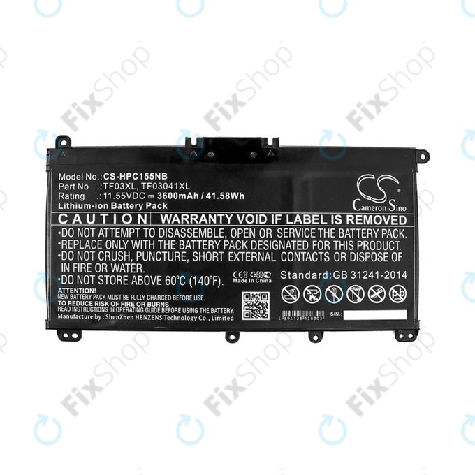 Battery for HP Pavilion 14, 15, X360, 3600mAh, Li-Ion, 11.55V, TF03XL, HQ