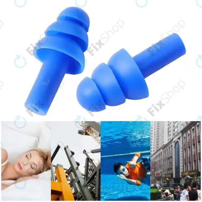 Soft Silicone Earplugs, Blue, Pair