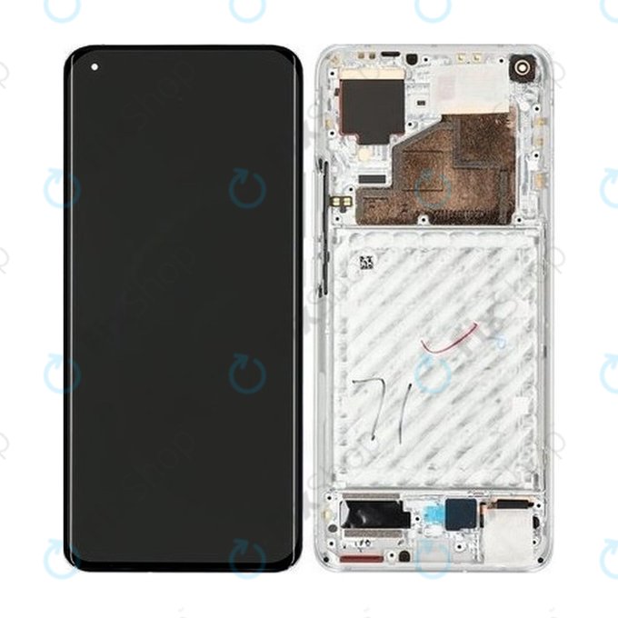 Xiaomi Mi 11, Mi 11 Pro - LCD Display + Touch Glass + Frame (Cloud White) - 56000700K200 Genuine Service Pack