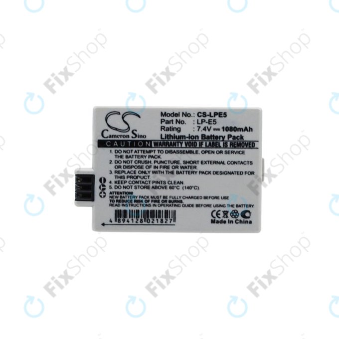 Canon EOS 450D, 500D, 1000D, Kiss F, Kiss X2, Kiss X3, Rebel T1i, XS, XSi - Battery LP-E5 Li-Ion 1080mAh HQ