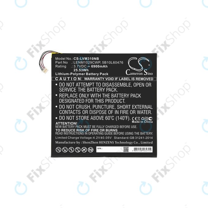 Battery for Lenovo Miix 300, Miix 310, 6900mAh, Li-Pol, 3.7V, LENM1029CWP, HQ