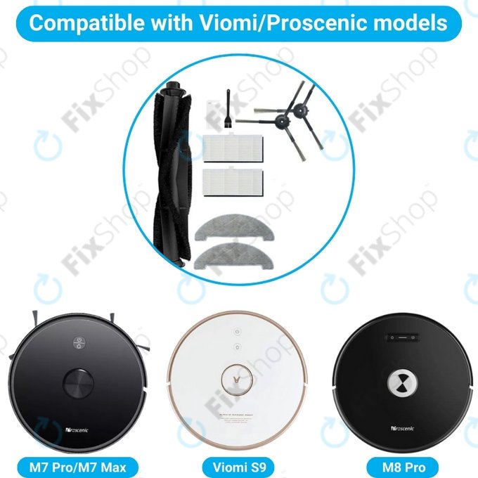 Xiaomi Viomi S9, Proscenic M7 Pro, M7 Max, M8 Pro - Standard Set (Black)
