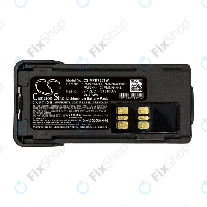 Battery for Motorola DP2600, 4000, 4600, 4800, XPR3000, XPR3300, 3350mAh, Li-Ion, 7.4V, PMNN4409, HQ