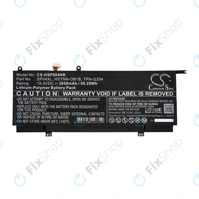 Battery for HP Spectre X360 13, 3850mAh, Li-Pol, 15.4V, HSTNN-OB1B, HQ