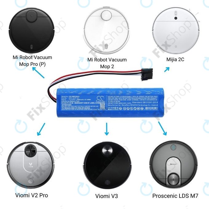 Xiaomi Mi Robot Vacuum Mop Pro (P), 2 (Mijia 2C), Viomi V2 Pro, Proscenic LDS M7 - Battery STYJ02YM, MH1-4S1P-SC Li-Ion 14.4V 2600mAh HQ