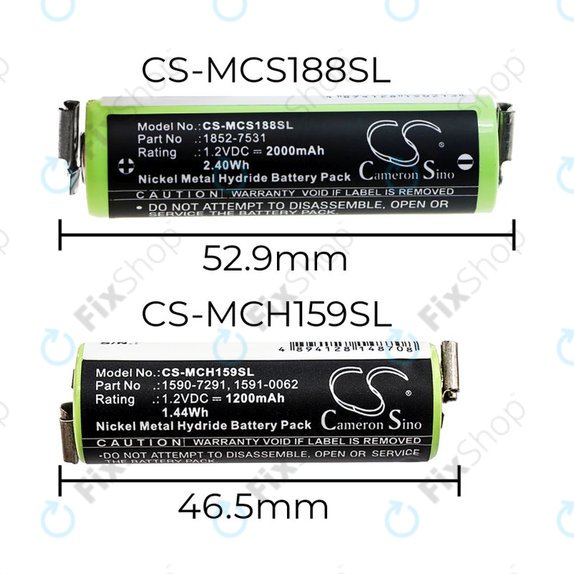 Battery for Moser Easy Style 1881, 2000mAh, Ni-MH, 1.2V, 1852-7531, HQ
